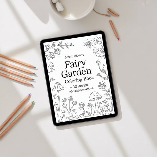 SmartGuidePro Fairy Garden Coloring Book – 30 Design (PDF Digital Download)