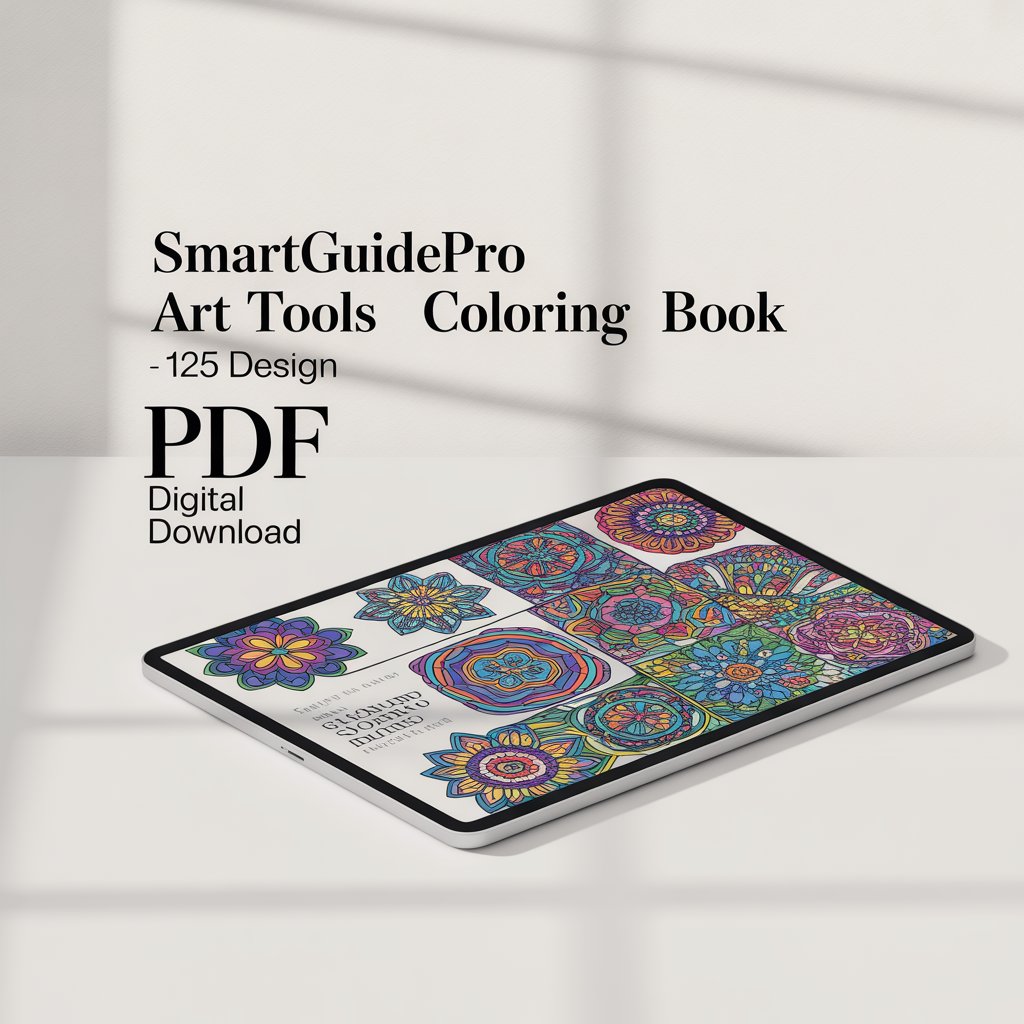 SmartGuidePro Art Tools Coloring Book – 125 Design (PDF Digital Download)