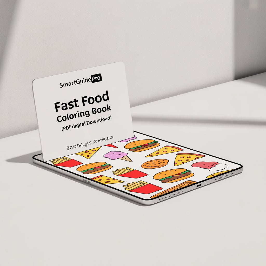 SmartGuidePro Fast Food Coloring Book – 30 Design (PDF Digital Download)