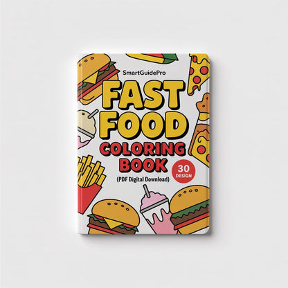 SmartGuidePro Fast Food Coloring Book – 30 Design (PDF Digital Download)