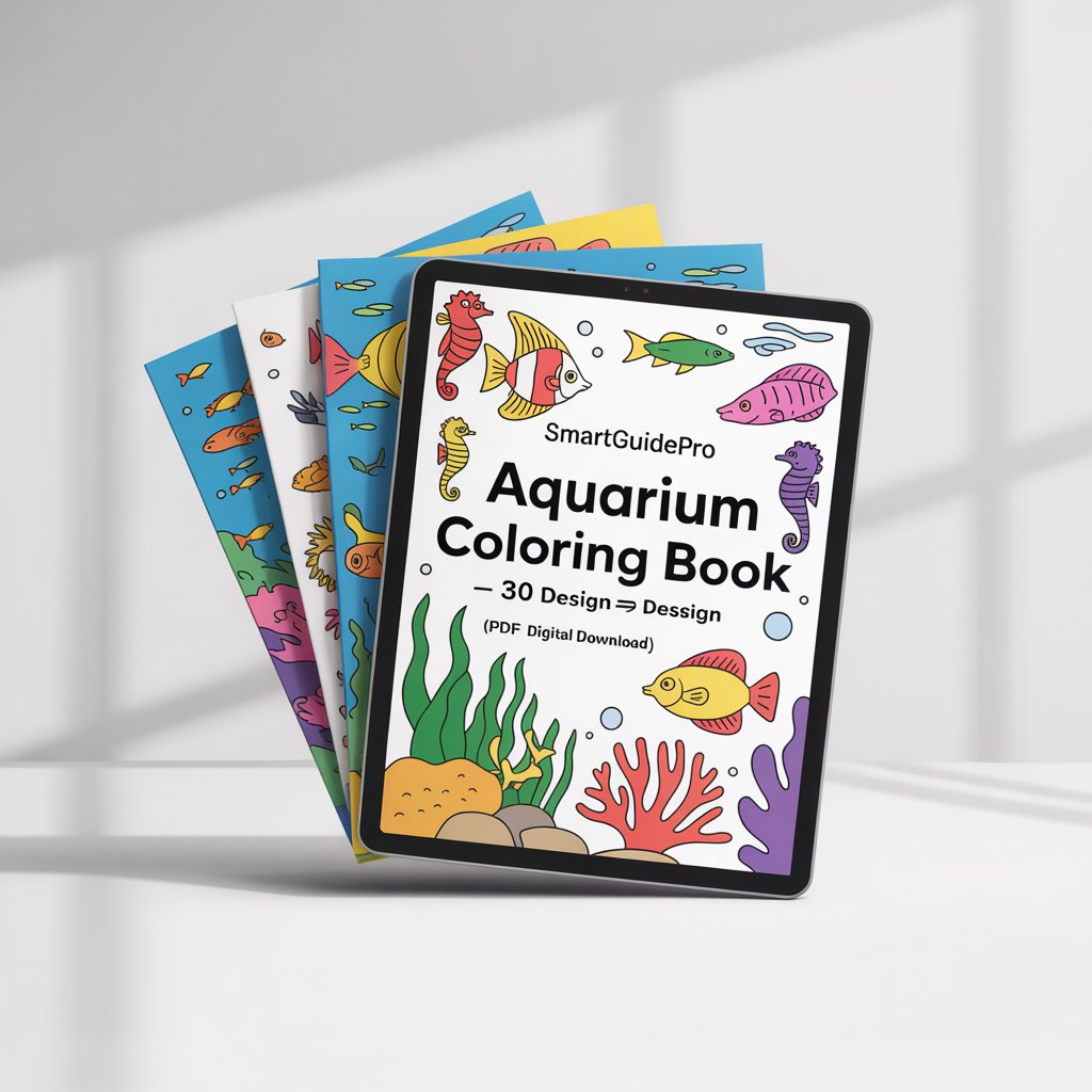 SmartGuidePro Aquarium Coloring Book – 30 Design (PDF Digital Download)