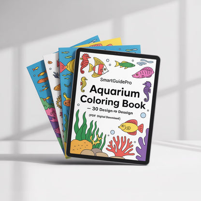 SmartGuidePro Aquarium Coloring Book – 30 Design (PDF Digital Download)