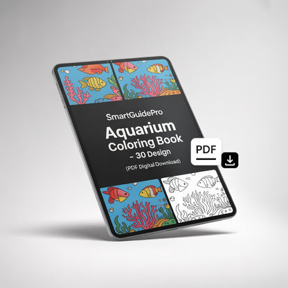 SmartGuidePro Aquarium Coloring Book – 30 Design (PDF Digital Download)