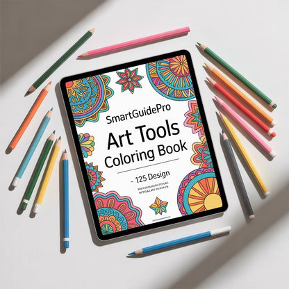 SmartGuidePro Art Tools Coloring Book – 125 Design (PDF Digital Download)