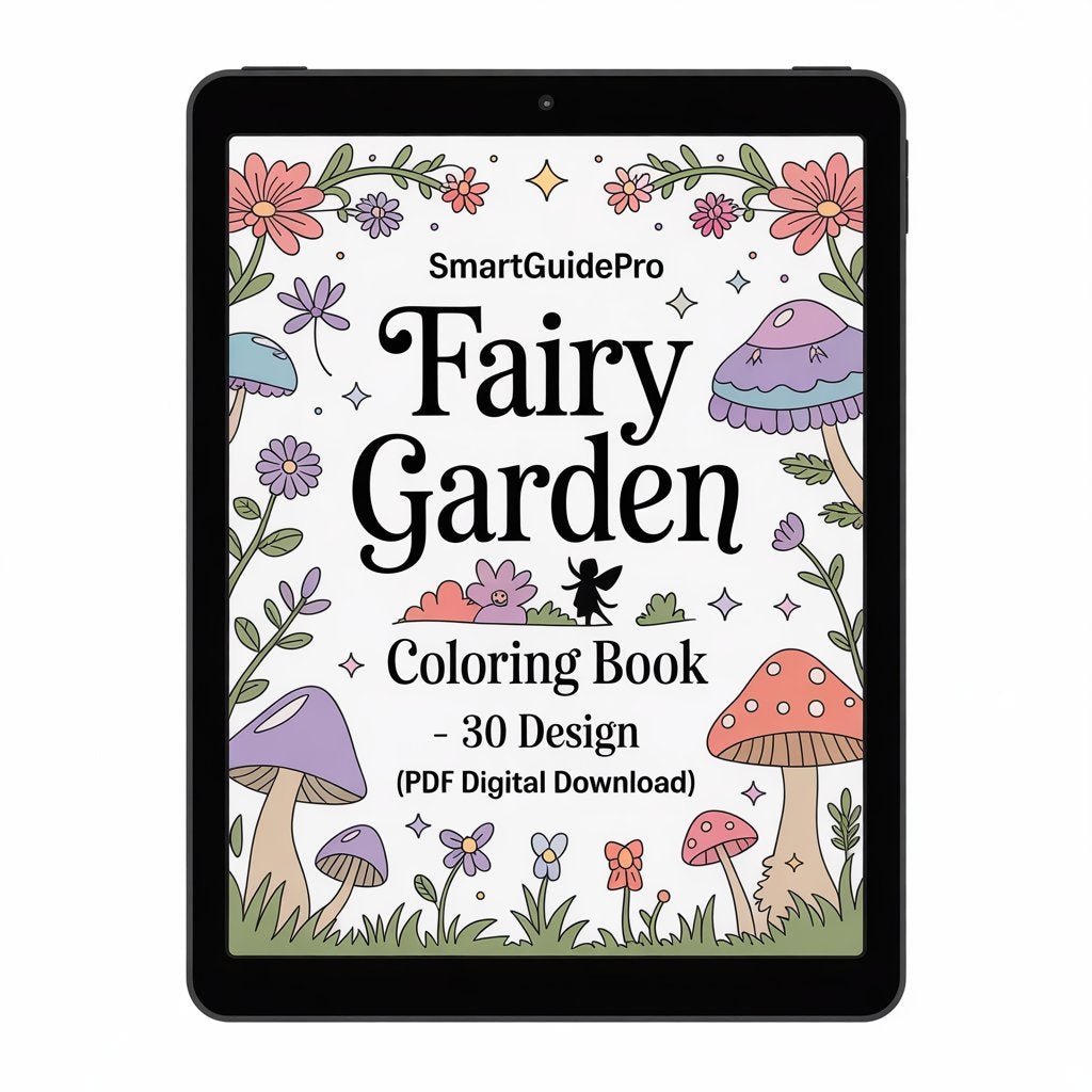 SmartGuidePro Fairy Garden Coloring Book – 30 Design (PDF Digital Download)